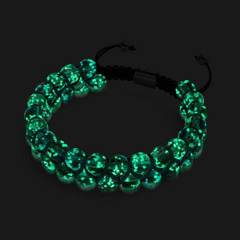 Ocean Spray | Teal x Evergreen | Double Firefly Glass Bracelet